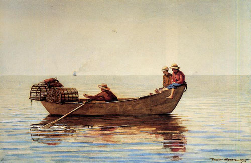 (image for) Handmade oil painting Copy paintings of famous artists Winslow Homers Paintings Three Boys in a Dory w